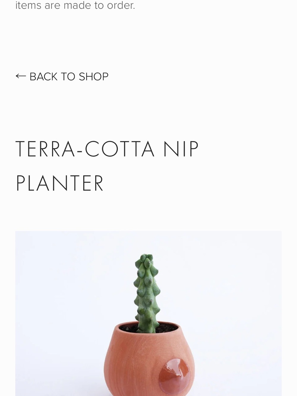 Terracotta ‘boob cup’  Planter with Gloss Accent